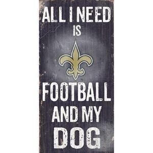 New Orleans Saints Football and My Dog Wooden Sign NFL Pet Black Wall New Retro